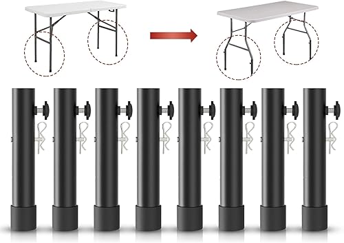 Miniatura 14 de Elevadores de mesa plegables para mesas plegables, patas rectas/dobladas, extensiones de patas de mesa plegables duraderas, 2 niveles/alturas,