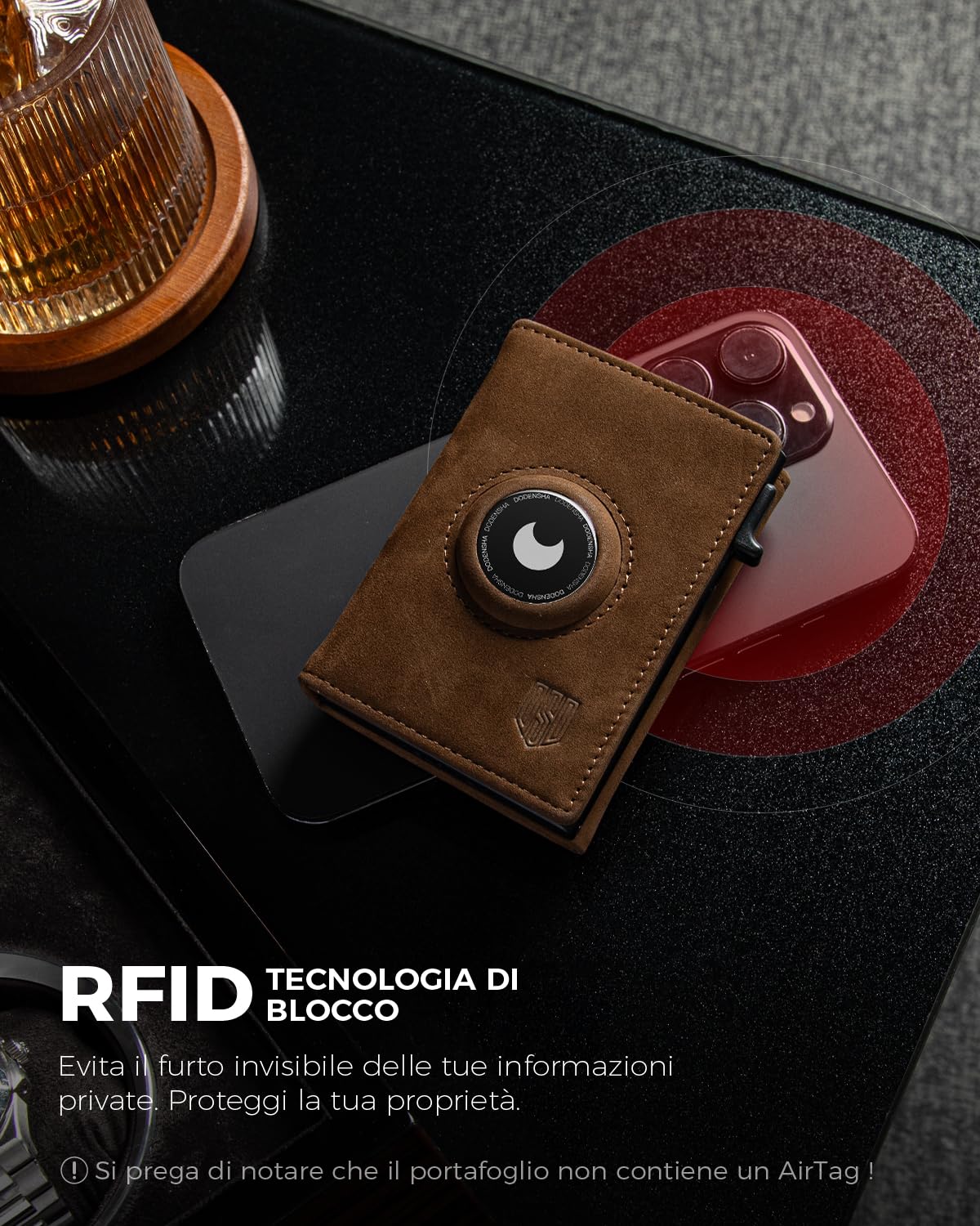 DODENSHA® MagSnap Airtag Portafoglio Uomo con protezione RFID I Portafoglio piccolo I Portafoglio intelligente piccolo per 10+ carte I Porta carte di credito I Portatessere uomo tascabile