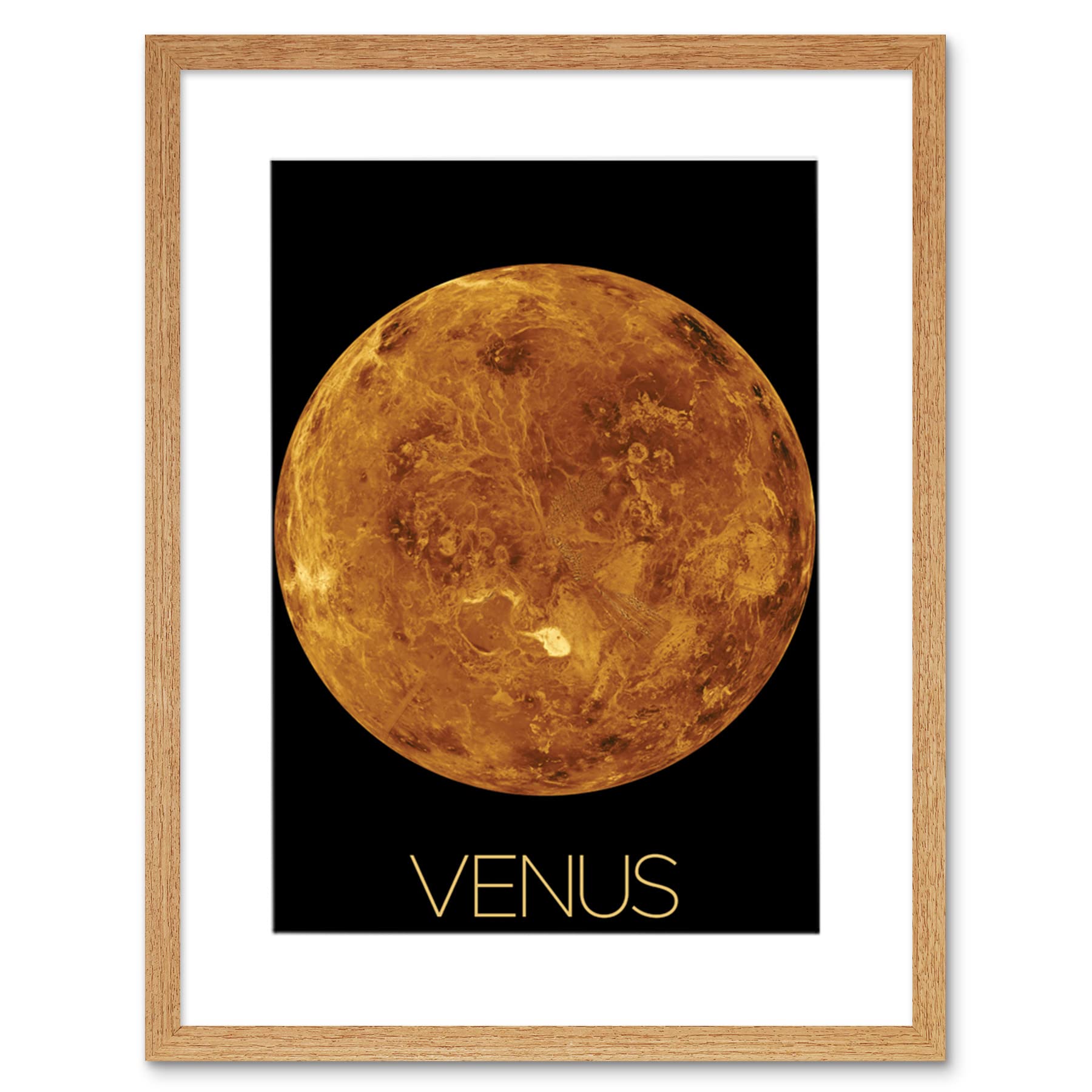 Artery8 NASA Our Solar System Venus Planet Northern Hemisphere Artwork Framed Wall Art Print 12X16 Inch