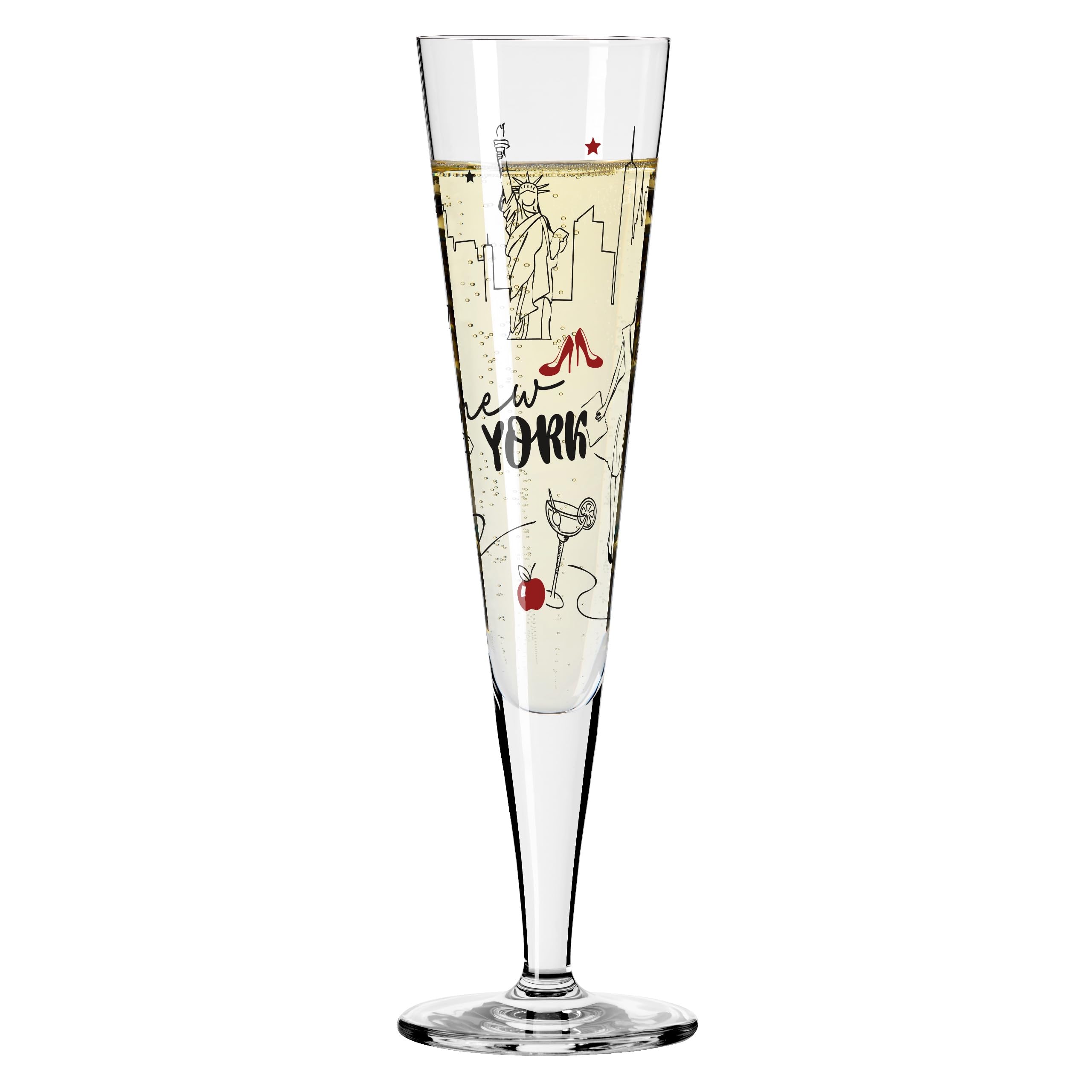 RITZENHOFF 1072007 Champagnerglas 200 ml - New York Edition Champusflöte, Sektglas mit Motiv bunt - Made in Germany