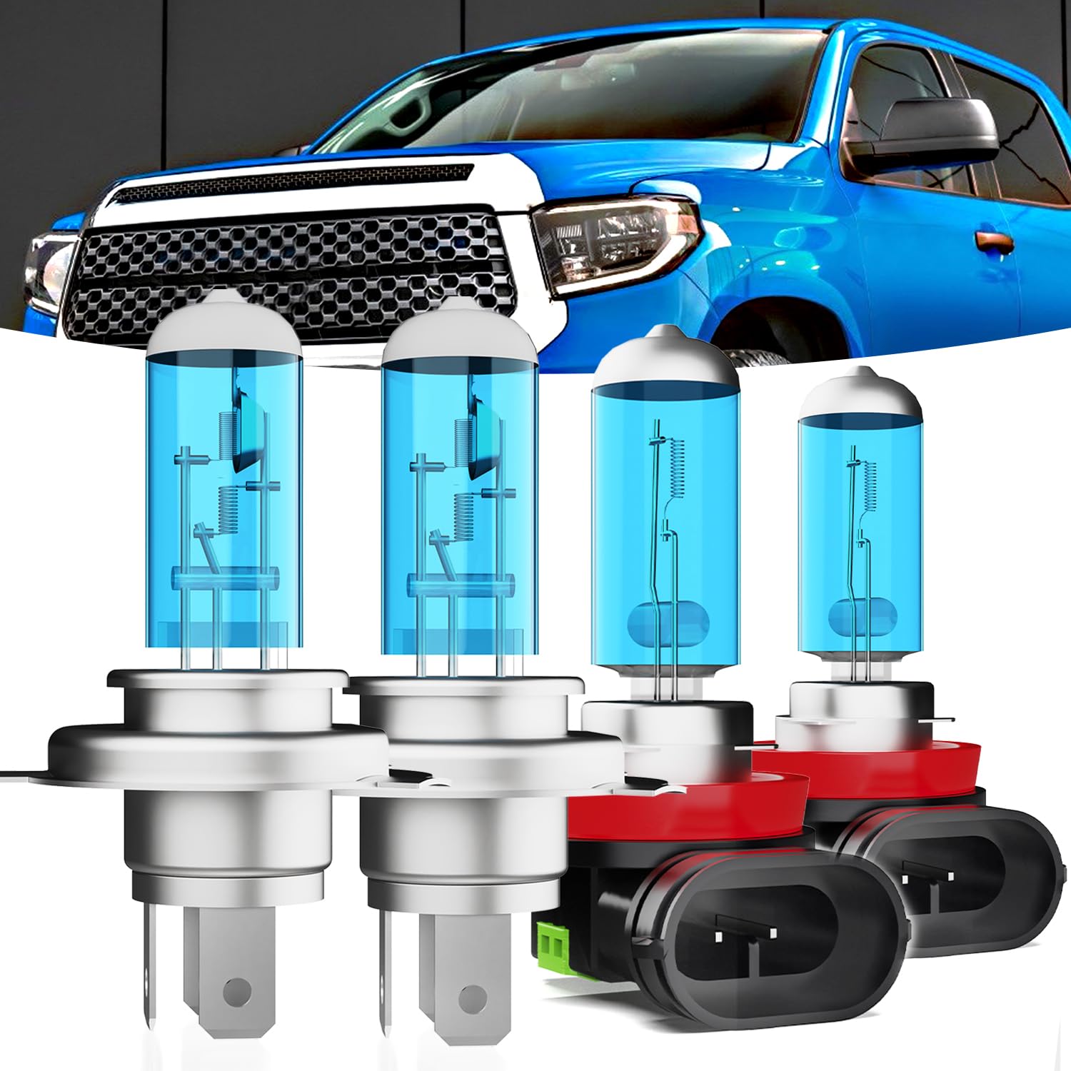 4-Piece LED Headlight & Fog Light Combo Kit For Toyota Tundra 2014-2020 – 9003/H4 + H11/H8 – 6000K – 50W