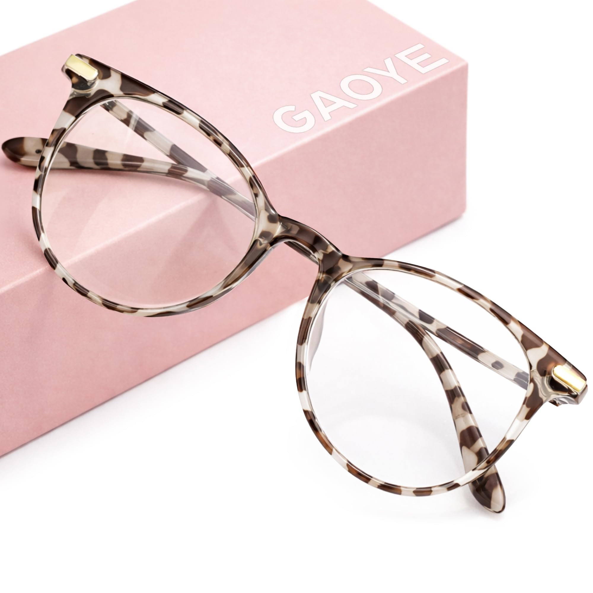 Blue Light Blocking Glasses, Retro Round Eyewear Frame Anti Eyestrain Computer Glasses for Women Men (*Leopard)