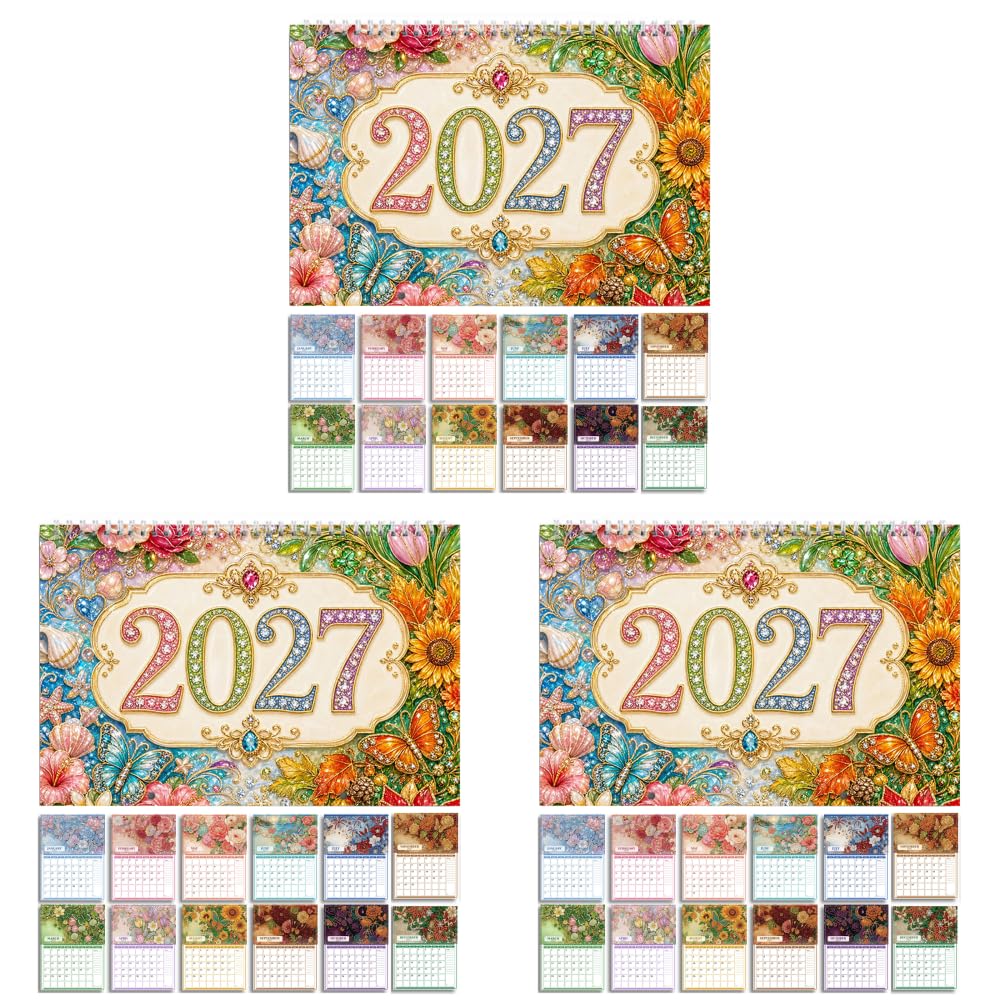 Calendrier Murale 2027 Fleur Diamant Calendrier Déco Murale
