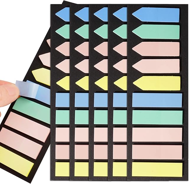 1000 Sheets Sticky Notes Flags Self-Adhesive Index Dividers Tabs Sticky Bookmarks Page Marker Eye-catching Colorful Macaron Self-Stick Notes for Office School Meeting Supplies(Rectangle + Arrow)
