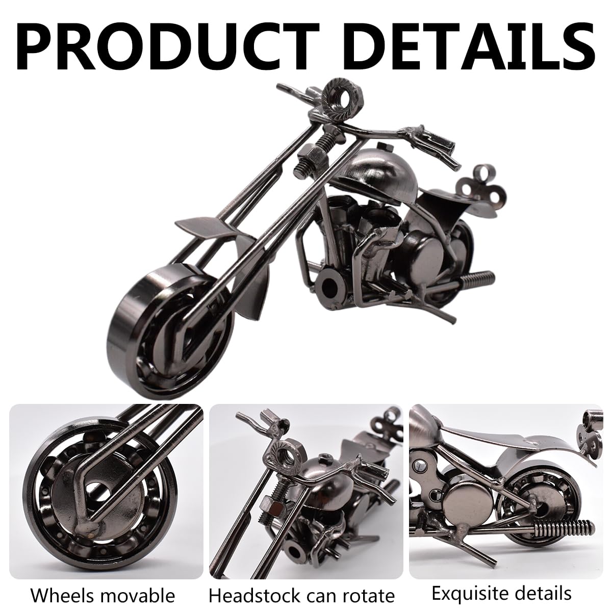 Modello Moto In Legno Vintage - Decorazione Da Tavolo Retrò Per Casa, Ufficio O Appartamento - Foto 5