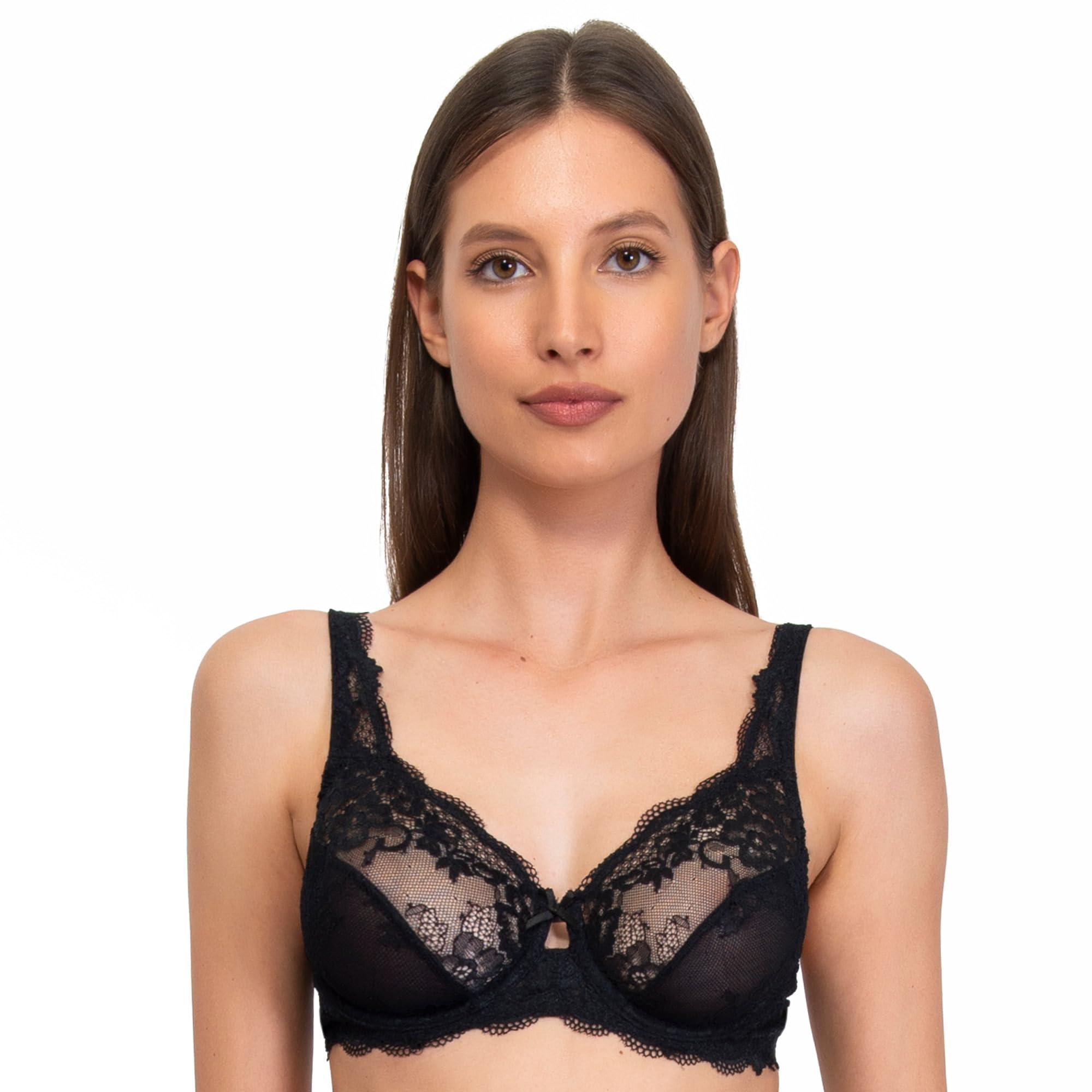 SÌèLEI, Reggiseno Francese con Ferretto, Realizzato in Morbido Pizzo, Tante Taglie Disponibili, Spalline Regolabili e Regolatore della Schiena in Regalo, Designed in Italy