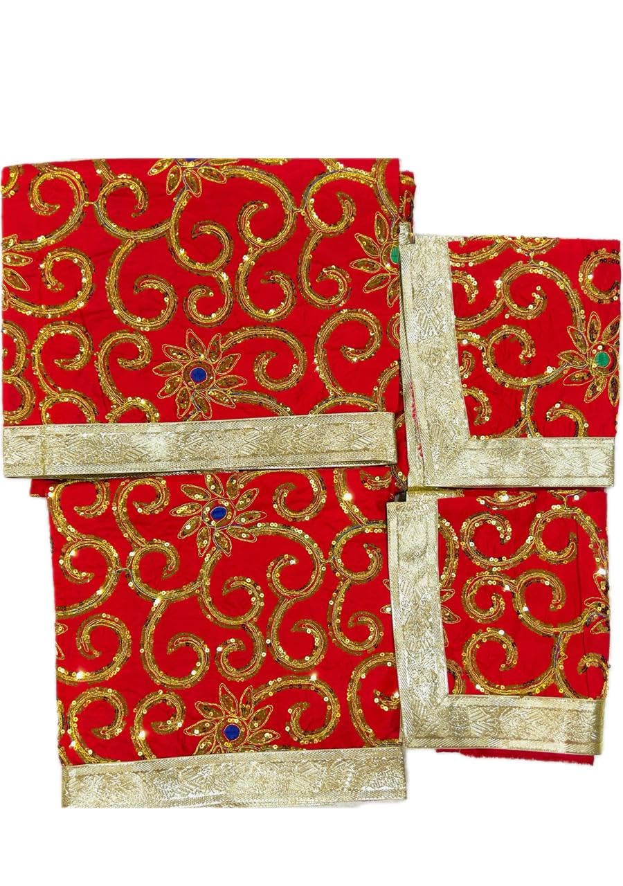 Guru Granth Sahib Rumala Sahib Set Sikh Religious Gurdwara Sahib Item Sikh Item Pack of 1 Multicolor (Golen Red 02)