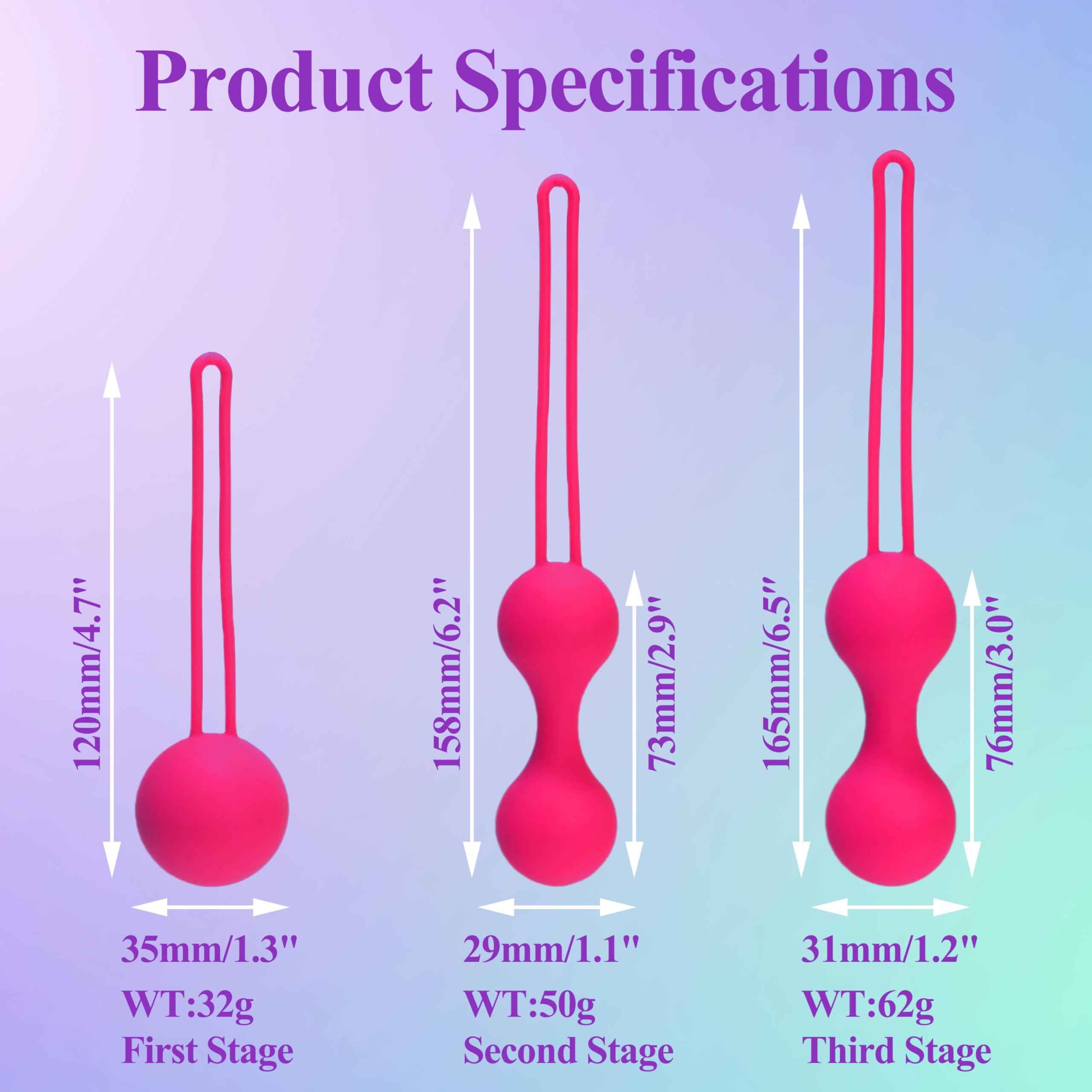 KE-Gel - Set di 3 palline massaggianti per donne, principianti, per muscoli del pavimento pelvico, per allenare i muscoli del pavimento pelvico, per esercizi di rafforzamento (rosso rosa)