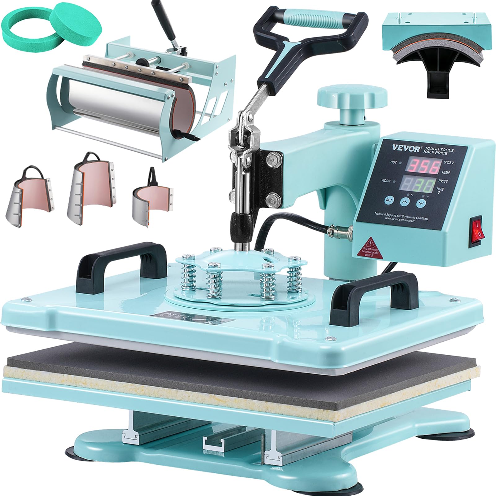 VEVOR Textile Sublimation Machine, Green, 30x38cm