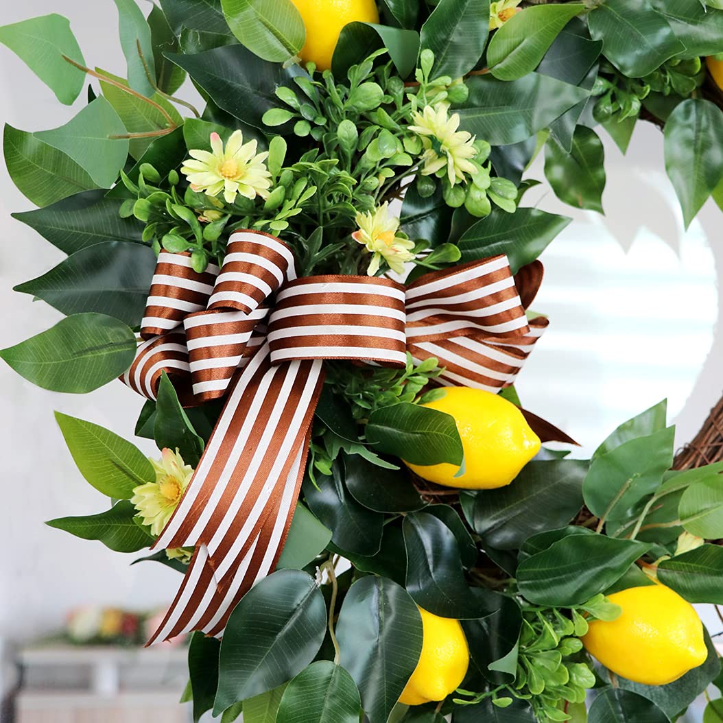 20 Inch Summer Wreath With Yellow Lemons - Handmade Front Door Decor For Spring & Summer