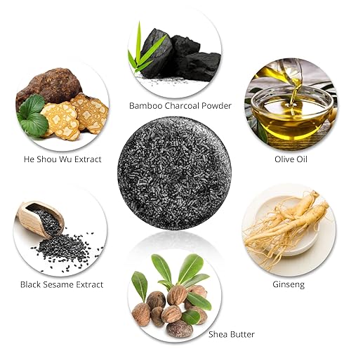 Miniatura 2 de Barra inversa de cabello gris, jabón negro para oscurecer el cabello gris, jabón negro natural para oscurecer el cabello y la barba, hidratante y