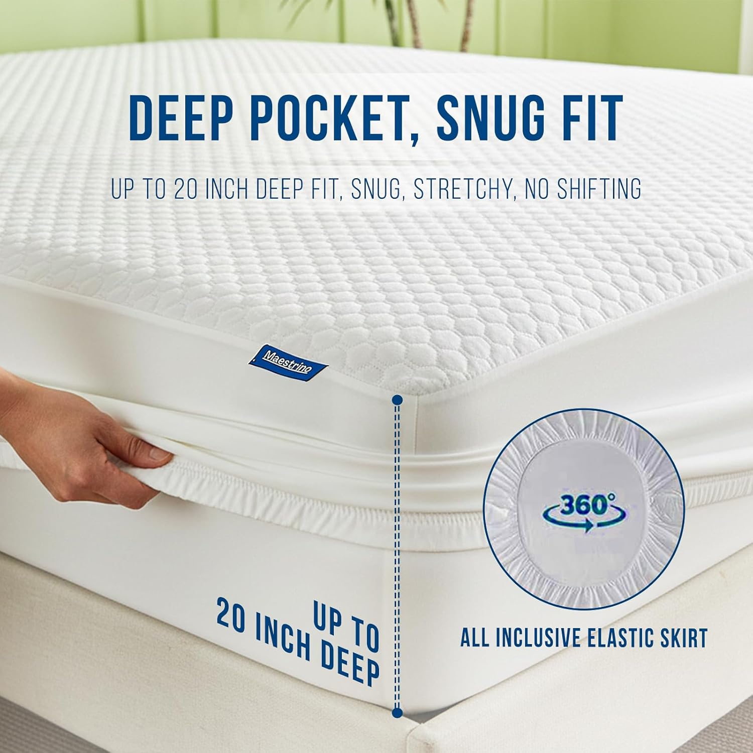 Luxury King Size Tencel Waterproof Mattress Protector Deep Pocket - Premium Cooling Bed Cover Pad - Hypoallergenic & Allergy-Friendly - Oeko-Tex Certified - Ultra Soft & Breathable - Image 6
