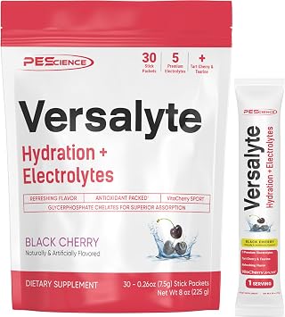 PEScience Versalyte Electrolyte Hydration Packets, Black Cherry