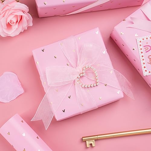 Miniatura 6 de WRAPAHOLIC Papel de regalo para el día de San Valentín, mini rollo, 17 pulgadas x 33 pies, diseño de corazón de amor rosa para el día de San