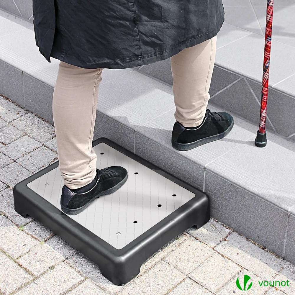 VOUNOT® Gradino Antiscivolo per Anziani, Aiuto Mobilità Portatile, Sgabello per Scale e Auto, Pedana Stabile e Sicura per Bagno e Letto, Piedini in Gomma e Superficie Antiscivolo, Resistente e Robusto