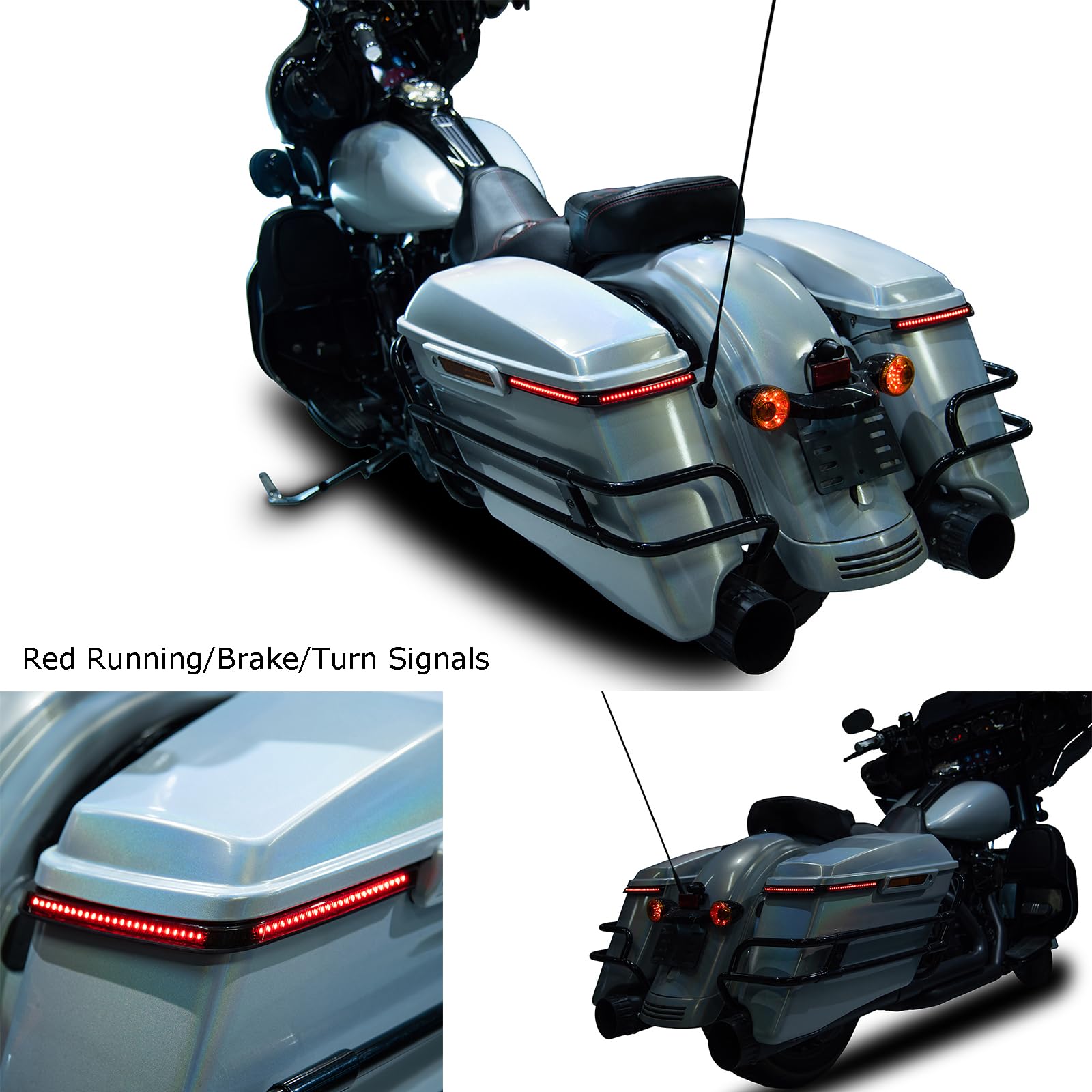 Advanblack Saddlebag Lights LED Hy-per Tail Light Fit for 2014+ Harley Touring FLH - Smoked - Running/Brake Sequential Red Turn Signals