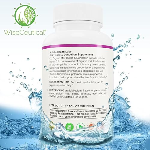 Miniatura 5 de Max Absorption - Cardo mariano orgánico USDA (extracto concentrado más fuerte 51) y raíz de diente de león orgánico, flavonoide antioxidante de