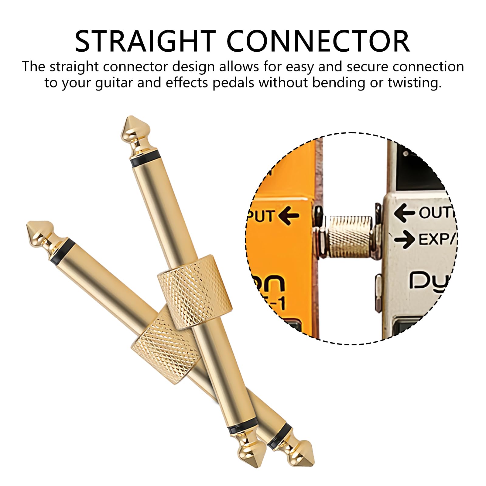 Musiin Guitar Single Block Connection Line Audio Jack Connector Straight Gold Effects Pedal Ultra Short Patch Cable (4 Sets) - Image 4