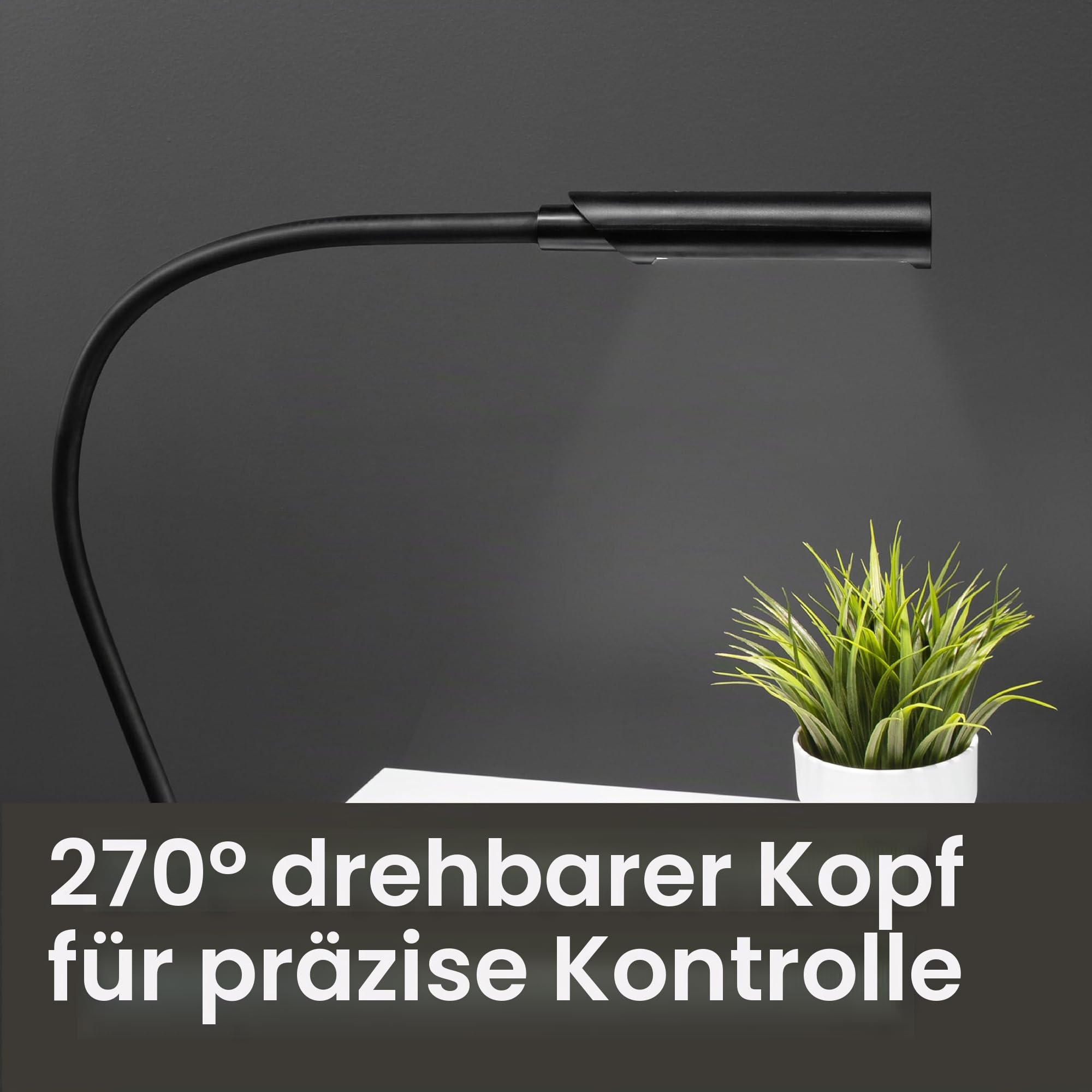 Reliable UberLight Flex 3200TL Arbeitslicht,LED tragbare Schreibtischlampe mit Klemme, USB-Anschluss, 26.5 Zoll flexibler Schwanenhals, 9 Lichteinstellungen, bis zu 60.000 Stunden Nutzung (schwarz)
