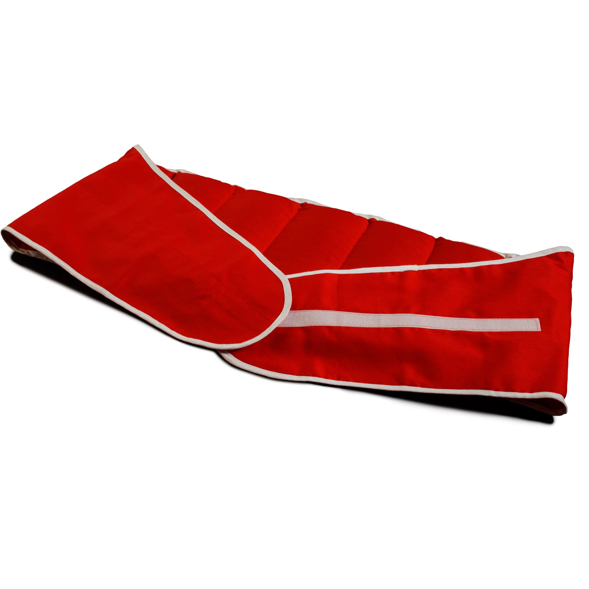 Johanniskernkissen 7-Kammer mit Gürtel & Klettverschluss - Länge ca. 135cm - kirschrot - Wärmekissen XXL Körnerkissen