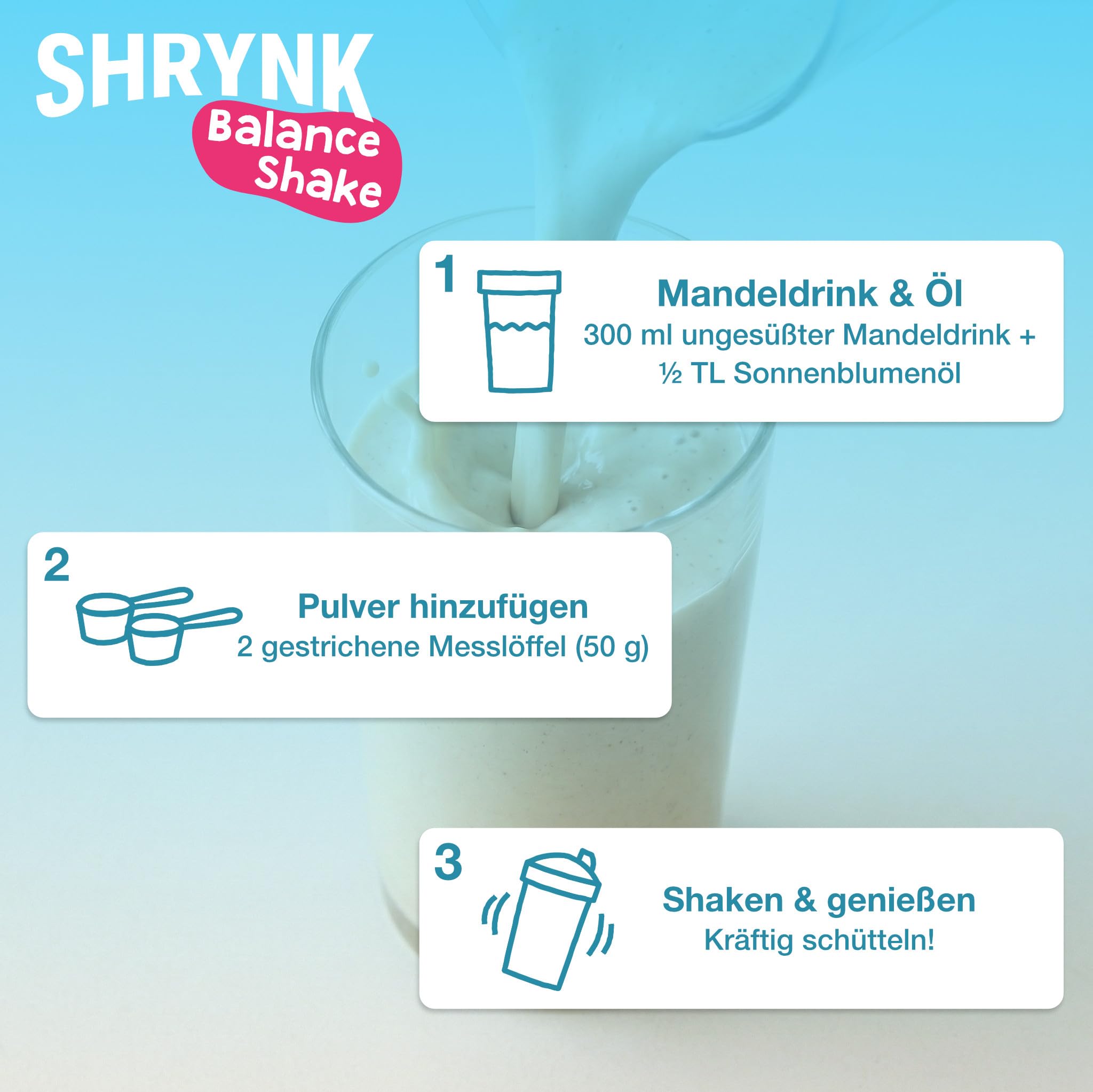 SHRYNK Balance Shake Mahlzeitenersatz Creamy Vanilla (500g) - Eiweißshake zum Abnehmen - Trinkmahlzeit Pulver - High Protein Diät Drink ohne Inulin - Vegan Abnehmen Shake