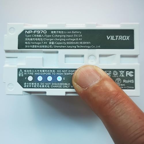 Miniatura 4 de Batería NP-F970 VILROX NP F970 7.4V 6600mAh 48.84Wh para Sony Camcorder NP F750 F550 F770 F960 F975 F930 F570 para luz de anillo y luz de video