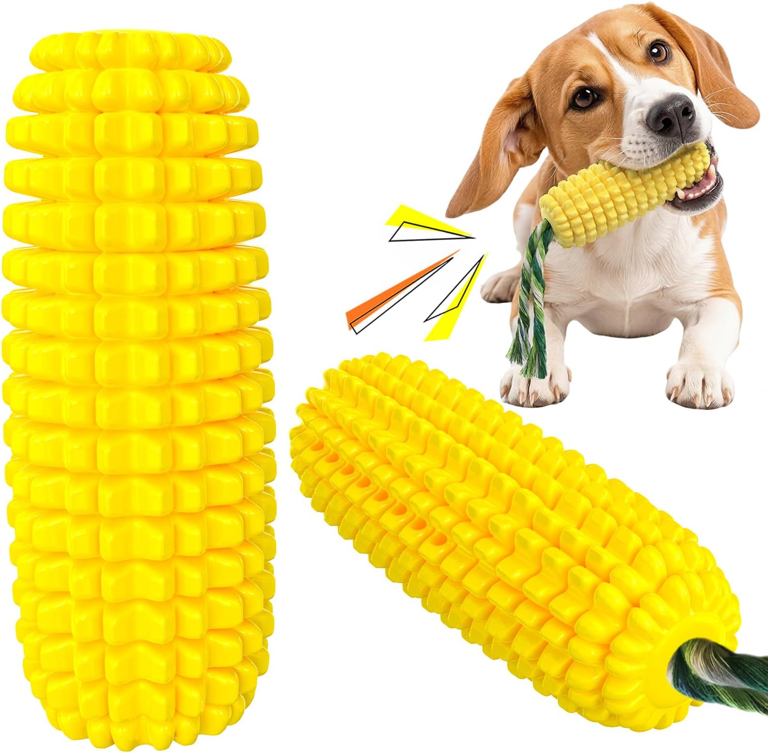 Carllg Dog Chew Toys for Aggressive Chewers, Indestructible Tough Durable Squeaky Interactive Dog Toys, Puppy Teeth Chew Corn Stick Toy for Small Medium Large Breed