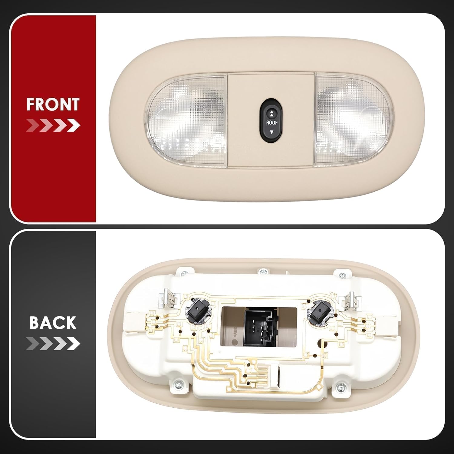 Beige Front Overhead Console with Dome Map Light & Sunroof Switch Compatible with F Series 250 350 450 550 Super Duty 2008-2010 D8BZ-13466-A 8C3Z-25519A70-AA 4L3Z-13783-AA