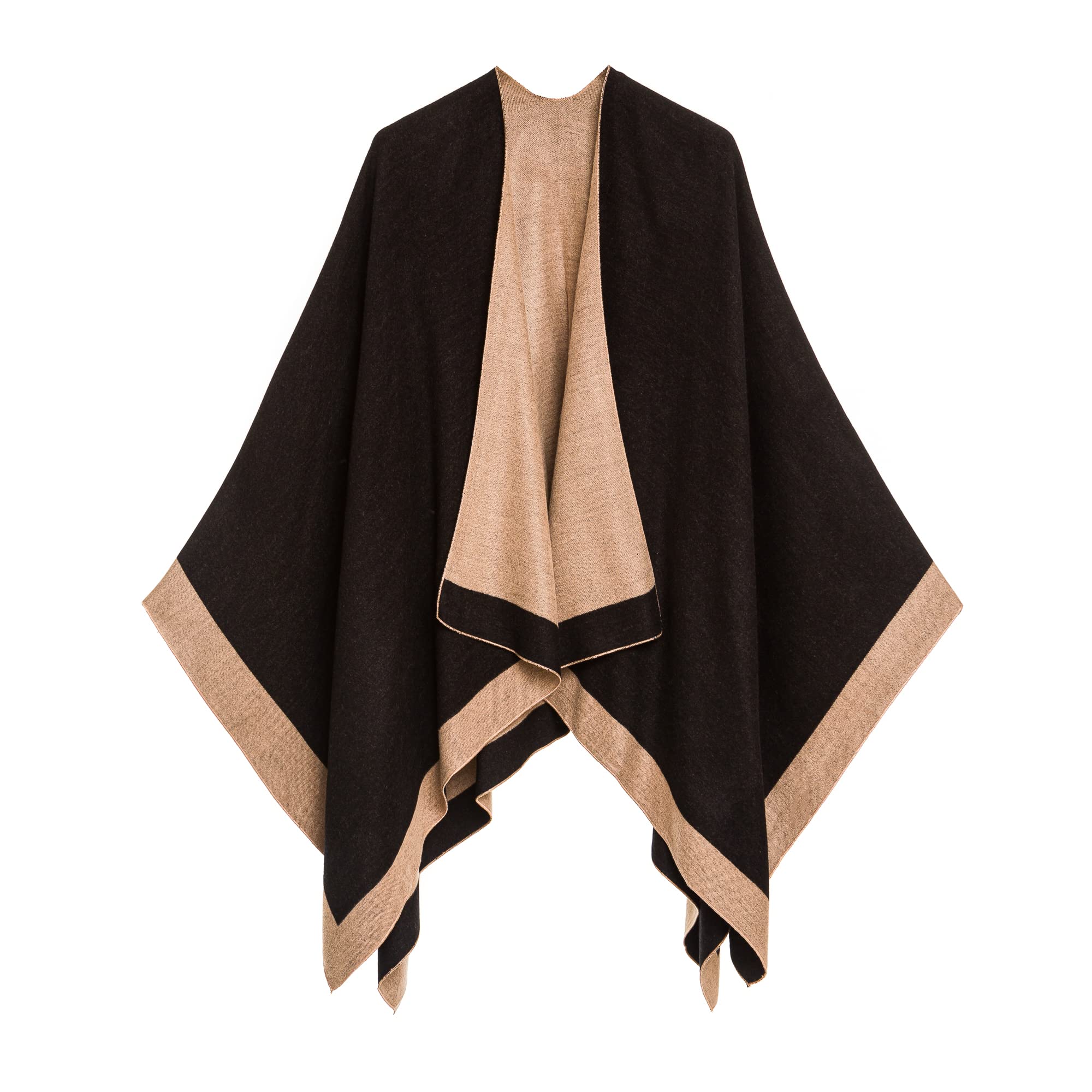 Women's Shawl Wrap Poncho Ruana Cape Cardigan Sweater Open Front for Fall Winter