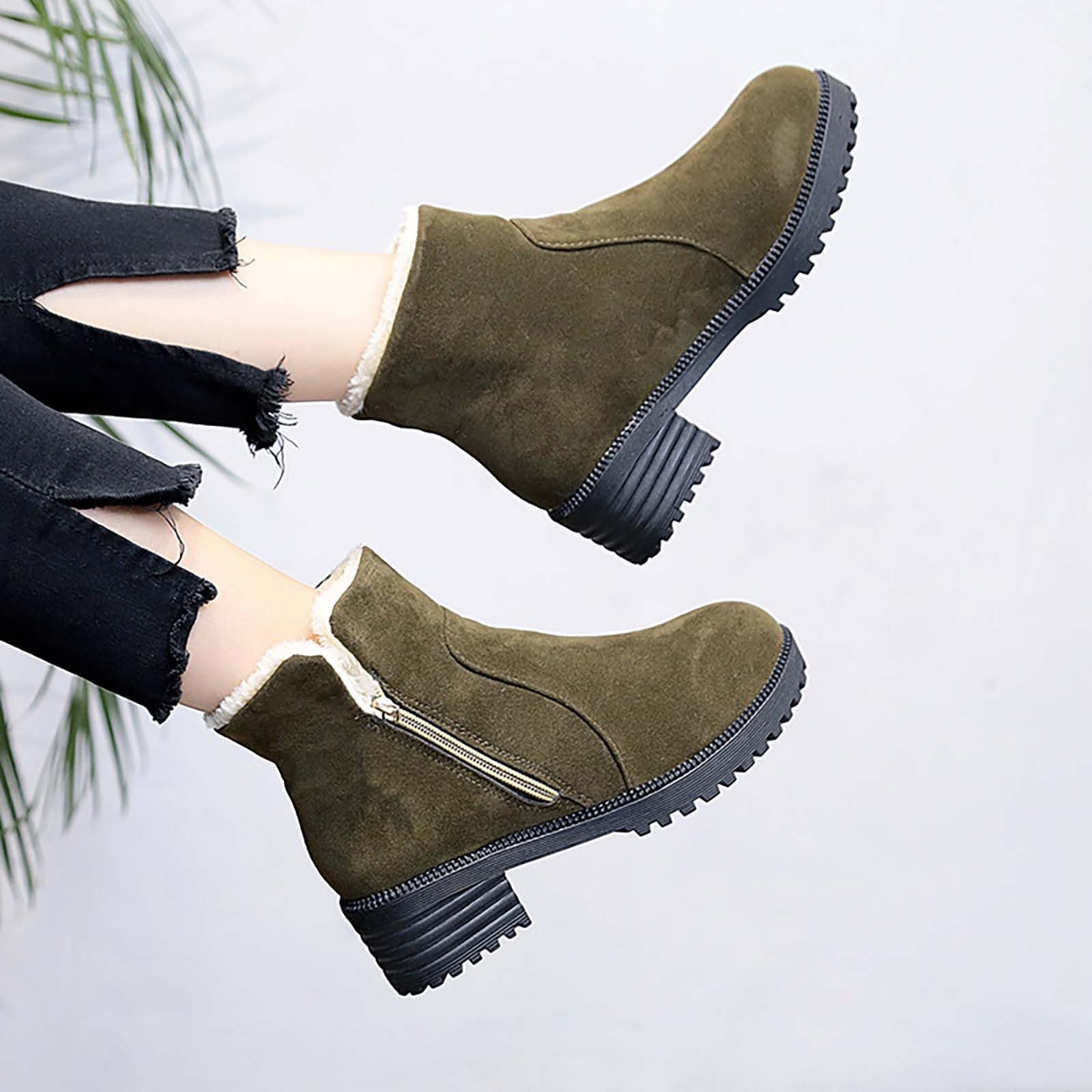 Cocila Botas Cálidas Y Acolchadas Para Mujer, Otoño E Invierno De Tacón Mujer Vaqueras Altas Piel Planas Botines Color Camel Planos Militares Montaña Schekers Ancho Especial Sapatos La Nieve