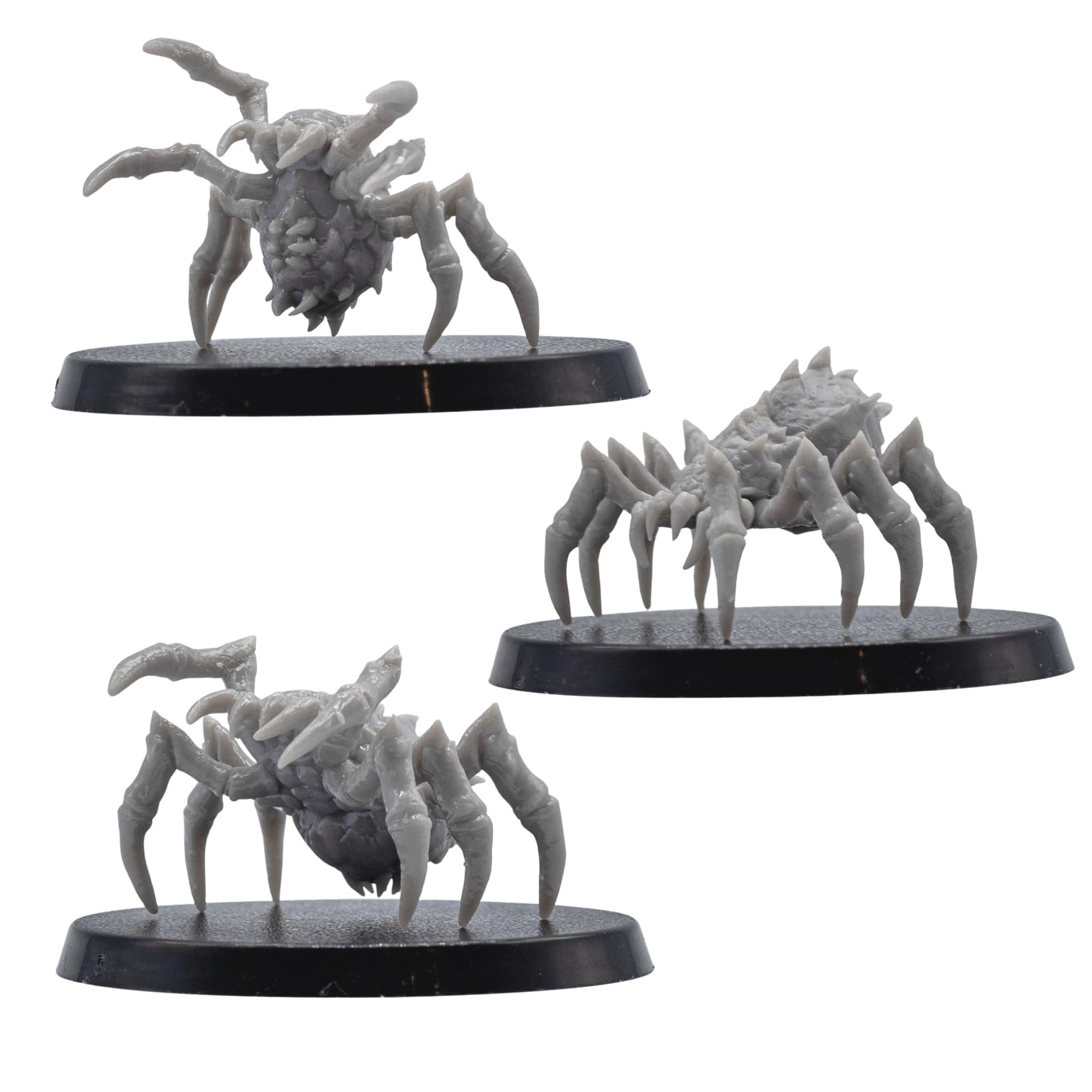 Giant Spiders Miniatures Set - 3 Spider Monster Figures for Tabletop RPGs | 32mm Fantasy Creatures | DnD, Pathfinder, Wargames | Forged Path Miniatures | Grey Resin Models for Gamers