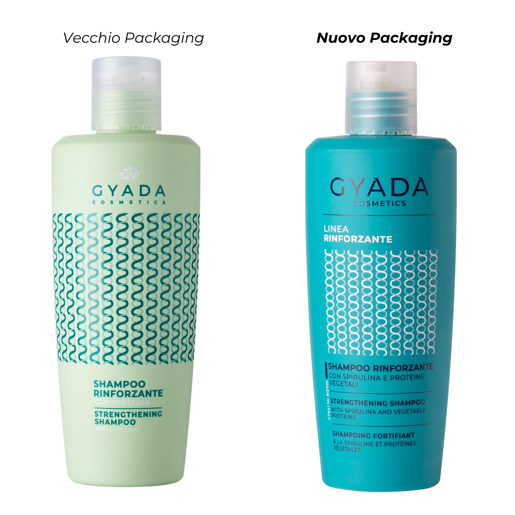 GYADA COSMETICS, Shampooing fortifiant à la spiruline, pour cheveux cassants et clairsemés, à l’action restructurante, stimule la repousse des cheveux, à l’avoine et au ginseng, 250 ml