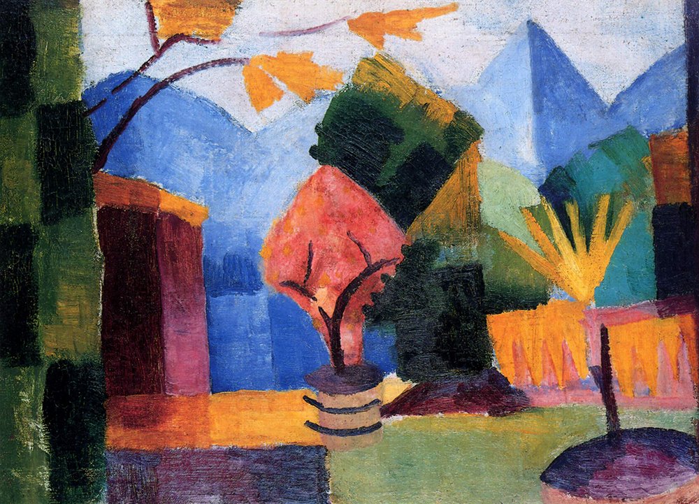 August Macke Trees extra large semi gloss print tirage d'art haut de gamme