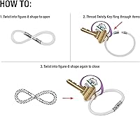 Vista 6 de Lucky Line Llavero de bloqueo giratorio de 5 pulgadas, bucle de alambre de acero recubierto de nailon flexible, resistente a la corrosión