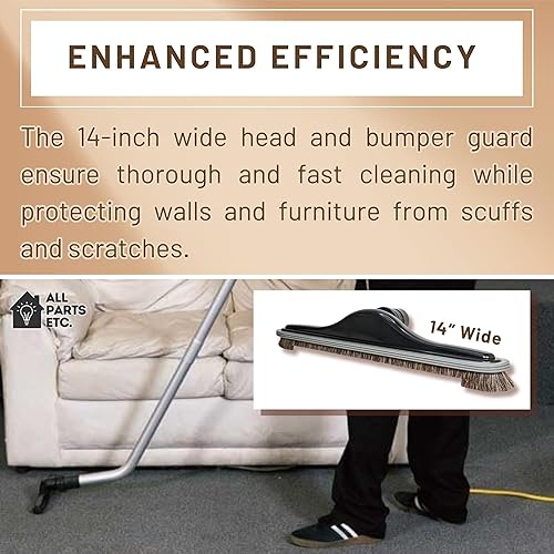 Miniatura 7 de Aspiradora de mochila para azulejos de madera dura, cepillo de piso de 14 pulgadas de ancho con parachoques para crin de caballo natural, cerdas