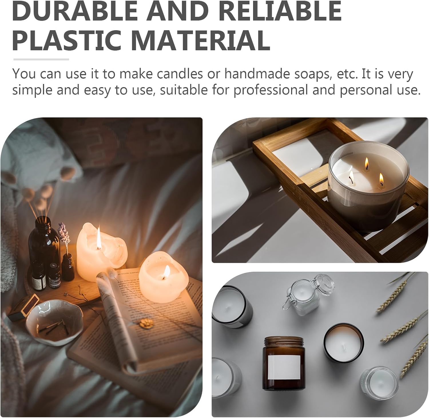 TEHAUX Floating Candle Mold 5 Pcs 3D Ball Shape Plastic Wax Molds for DIY Scented Candle Making Wedding Decoration Craft