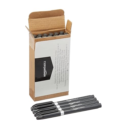 Miniatura 5 de Tienda Basics Bolígrafo de caligrafía, punta media, negro, paquete de 12