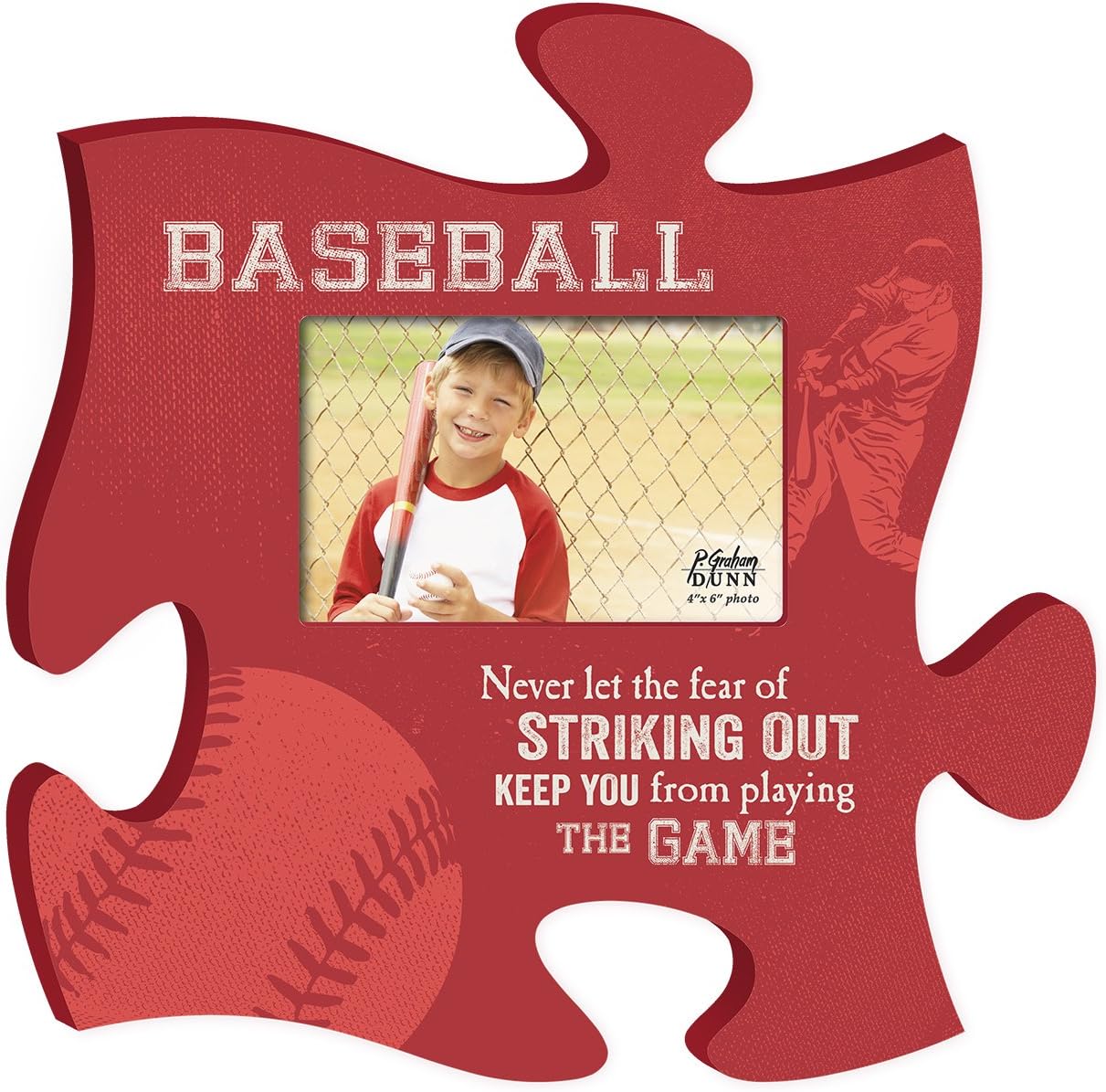 P. Graham Dunn Baseball Play The Game 4x6 Photo Frame Inspirational Puzzle Piece Wall Art Plaque