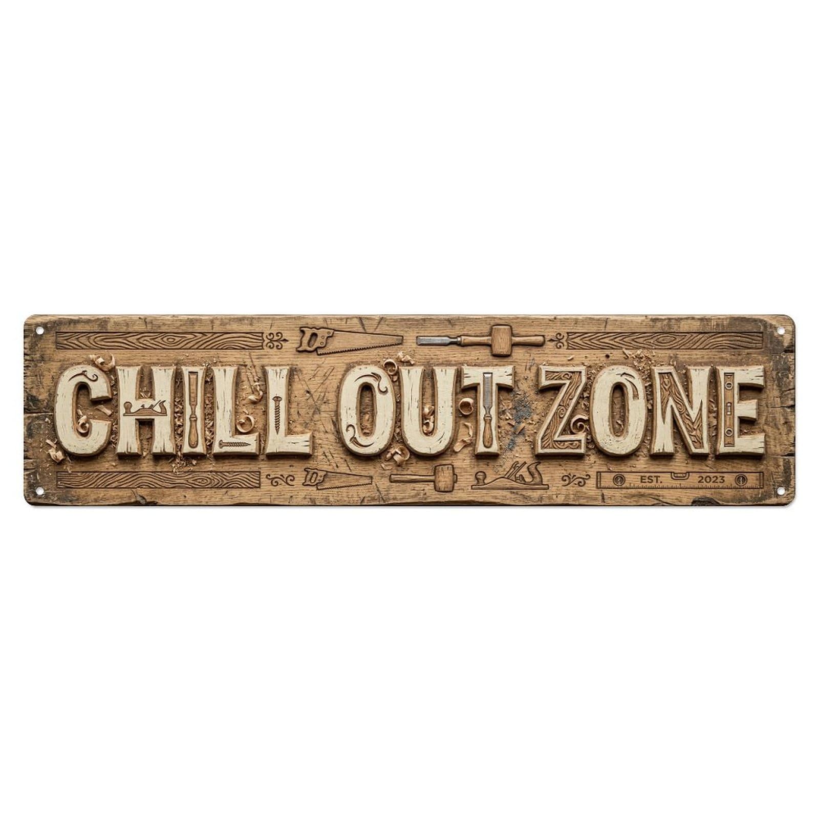 Chill Out Zone Faded Workshop Metal Tin Skinny Sign Plaque Wall Decor for Cafe, Club Bar, Office, Home Garden Metal Poster 4x16Inch