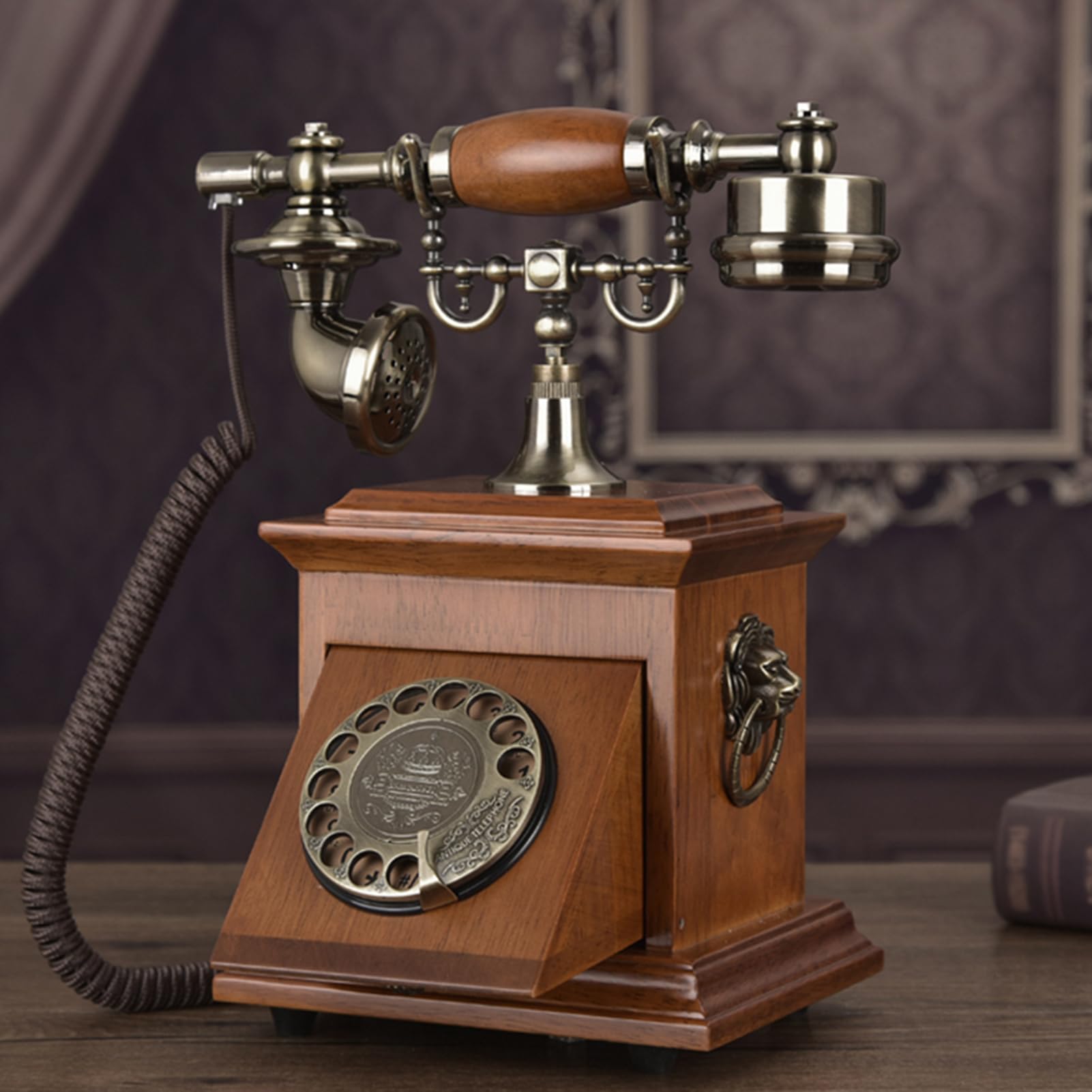Telefono Fisso retrò con Filo E Tastierino Rotante, Classico Telefono da Scrivania Vintage Vecchio Stile per Casa/Ufficio/Hotel, Regalo Antico con Filo per Anziani