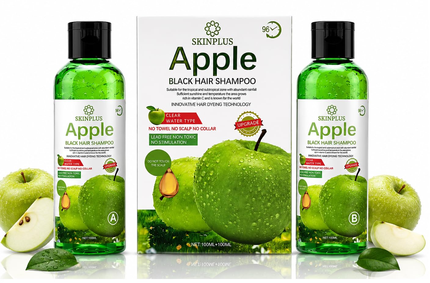 SKINPLUS Apple HAIR shampoo Suitable for Home Use – (100 × 2ml) No Towel, No Scalp(bottle)-image-27