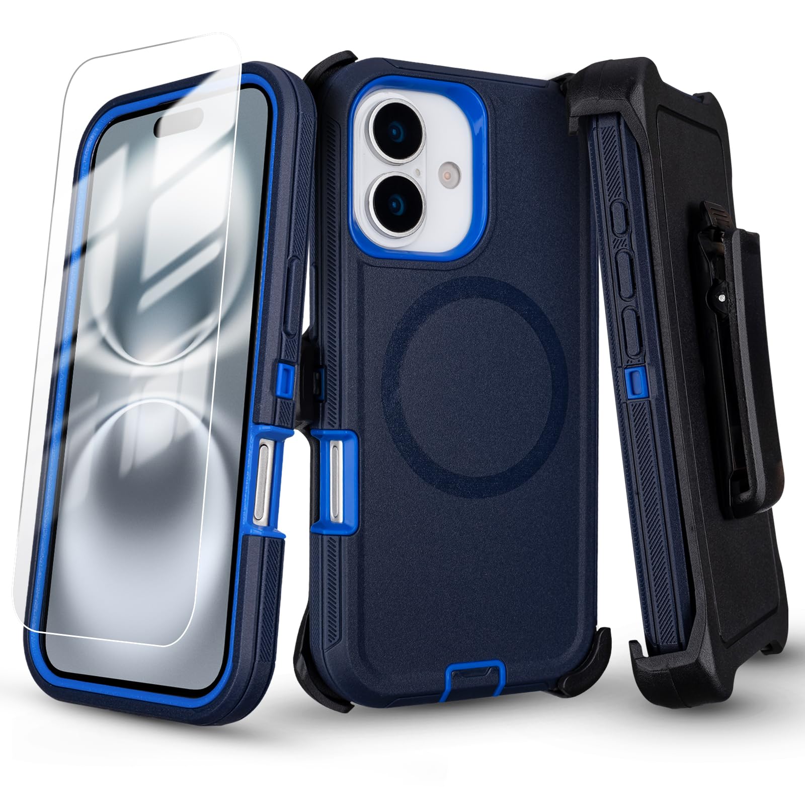 Phone Case for iPhone 16 Case with Belt Clip Holster + Screen Protector | Compatible with…