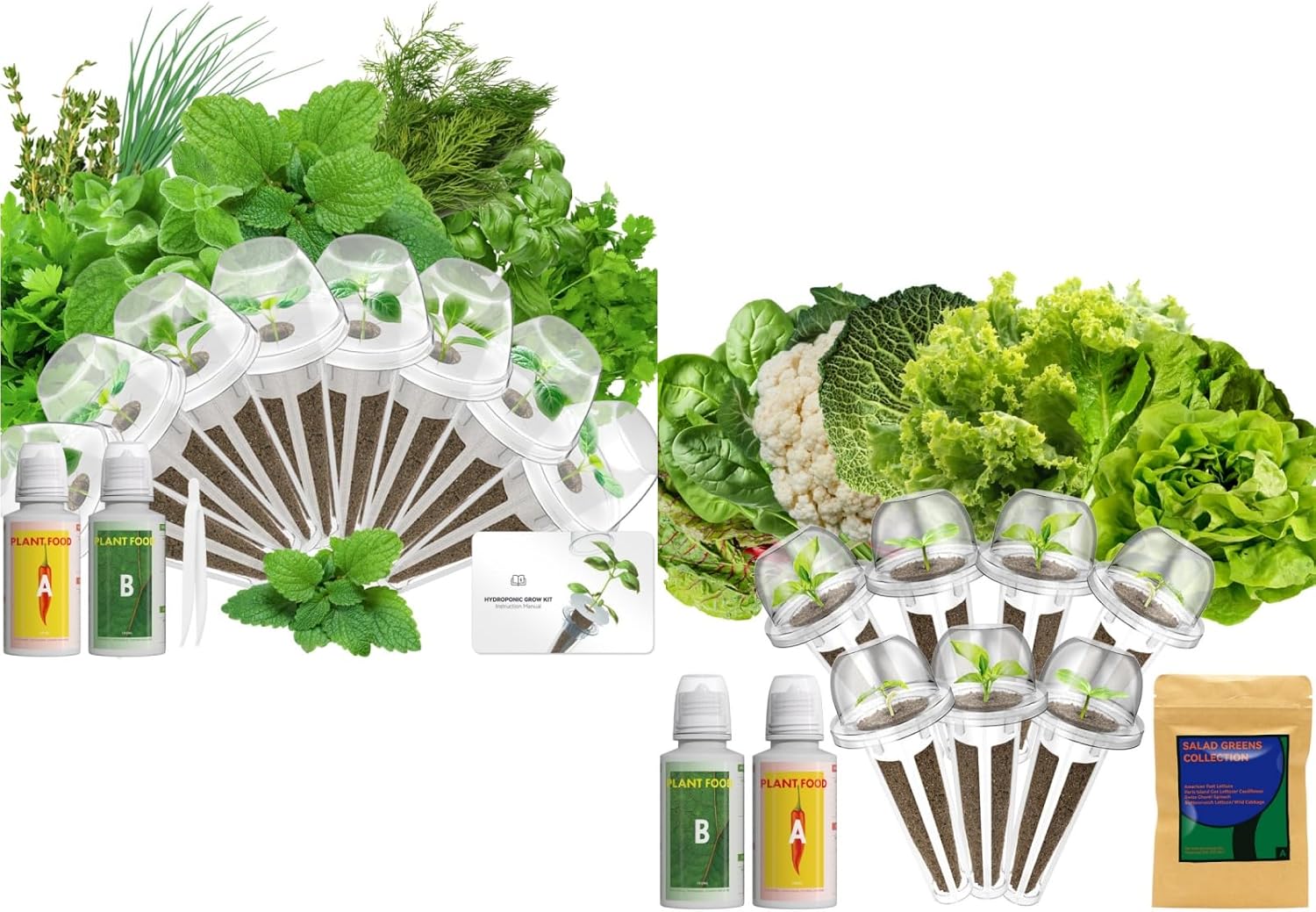 LYKOCLEAN Herb Seed Pod Kit(8-Pod) with Salad Greens Seed Pod Kit(7-Pod)