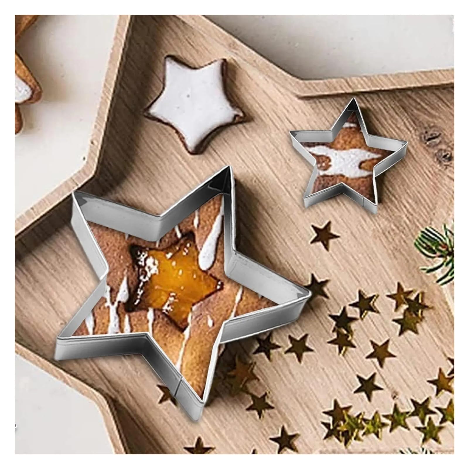 Emporte-pièce en forme d'étoile, moules à pâtisserie en acier inoxydable, ensemble de 5 emporte-pièces en forme d'étoile, ensemble d'emporte-pièces en acier inoxydable