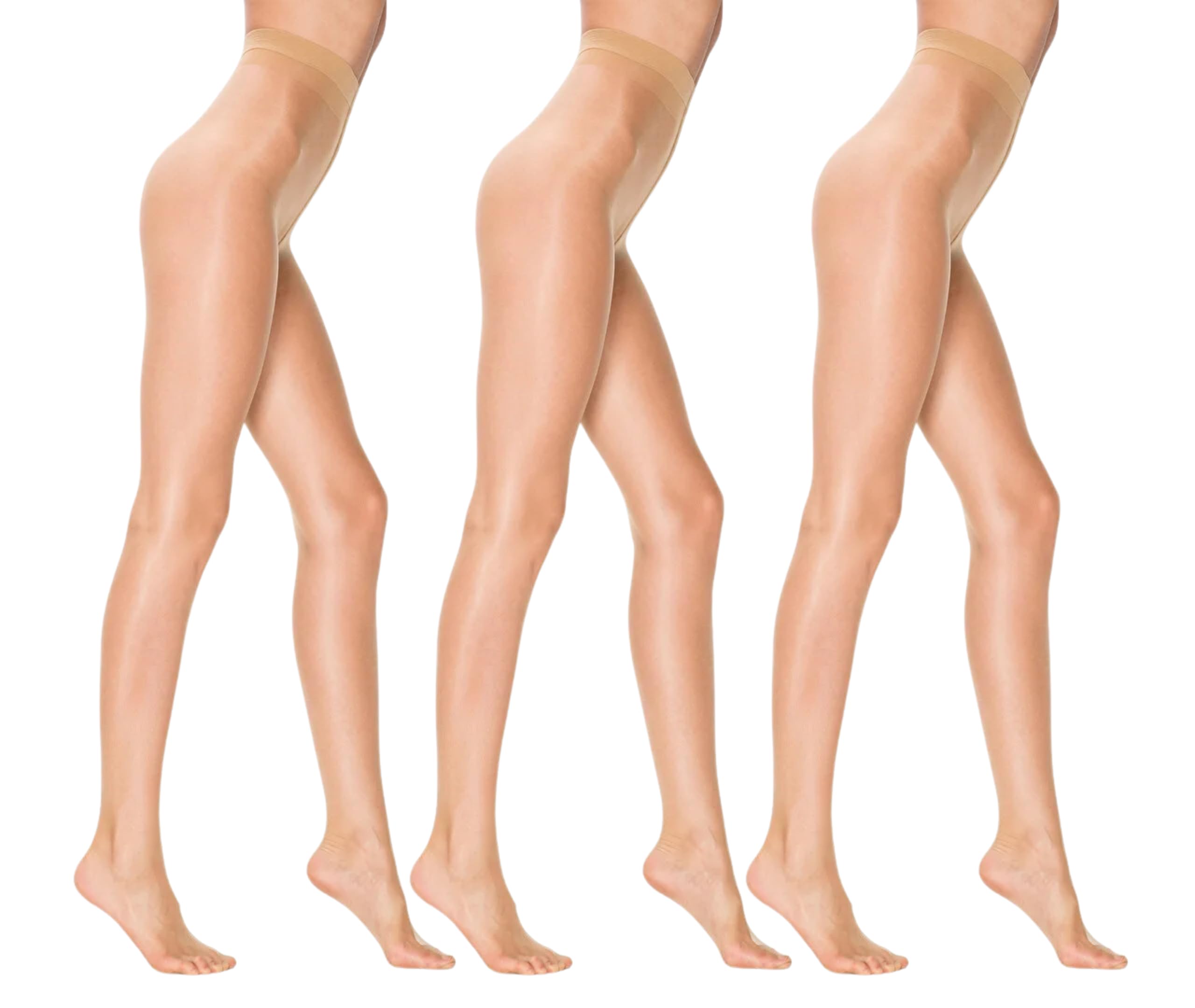 PENTI 3 Pairs 5 Den Ultra Sheer Pantyhose | Barely-There Transparent Women's Tights | Seamless with Breathable Gusset, Nude, XL