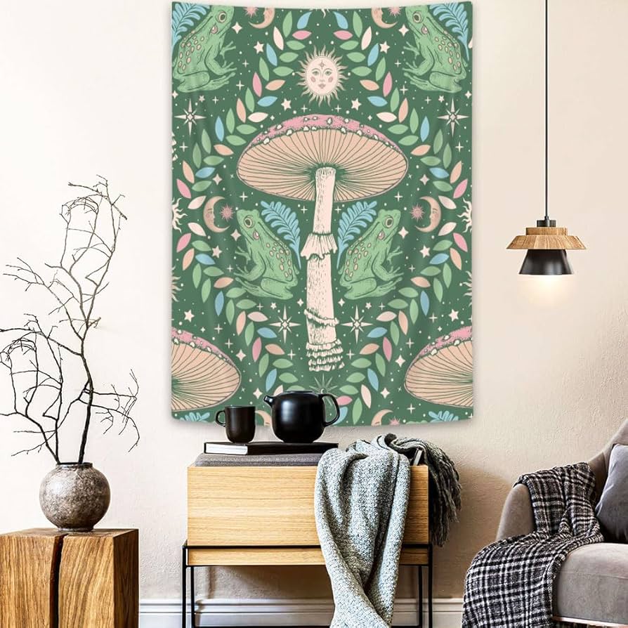 Amazon.com: Frog Muchroom Tapestry Cottagecore Wildflower