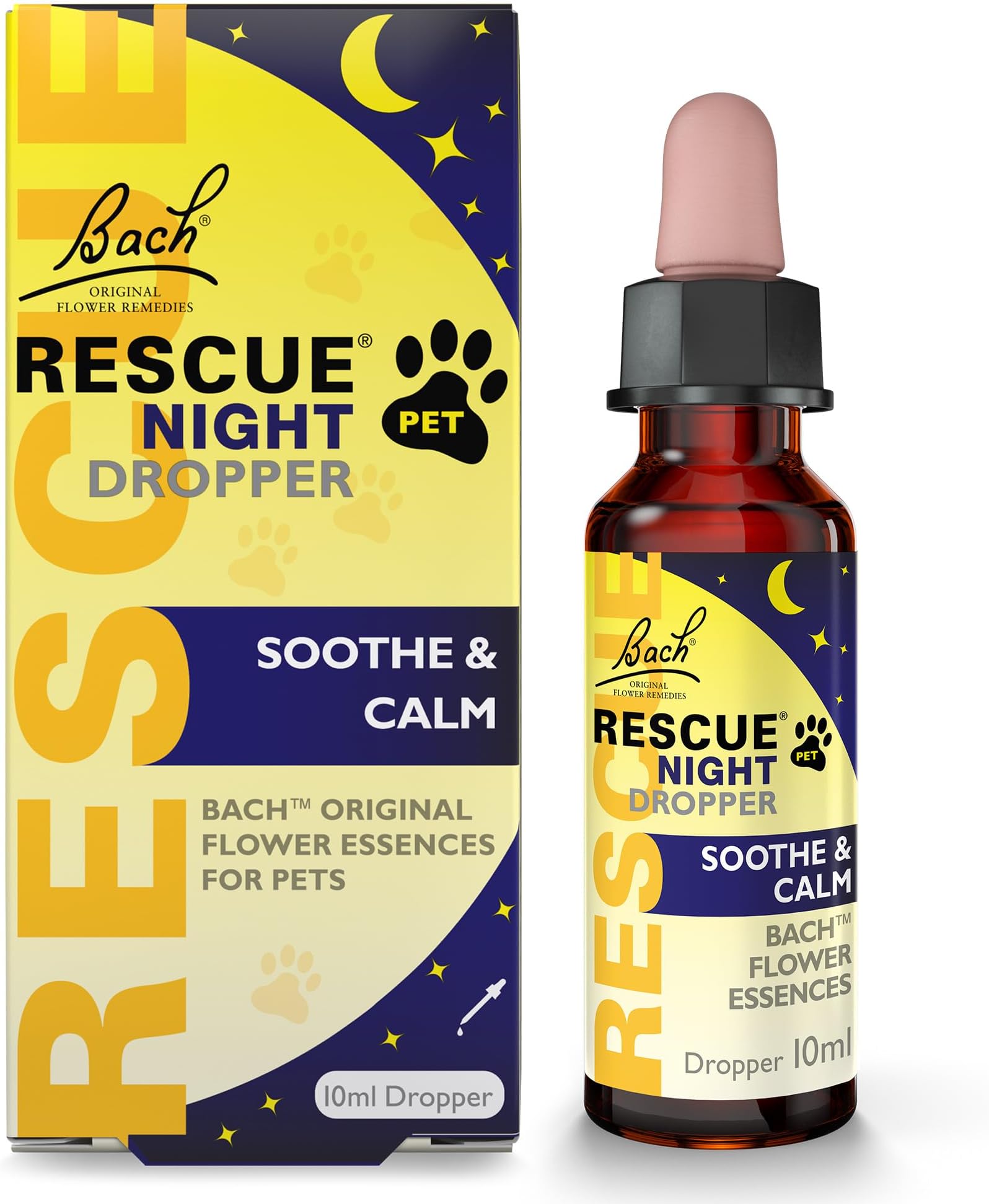 Pet Night Dropper (10ml), Separation, Sleepless Nights, Travel, Noise, Calming for Dogs, Cats, & Other Pets, Bach Flower Essences, Gentle, Natural to Promote Relaxation