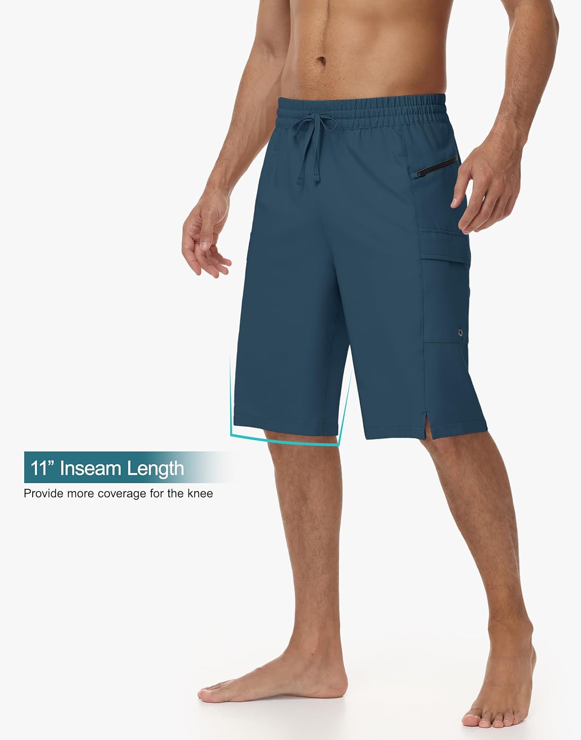 MIVEI 11" Mens Swim Trunks Board Shorts Swimwear No Mesh Liner - Long Quick Dry Beach Surf Bathing Suit with 4 Pocekts UPF50+