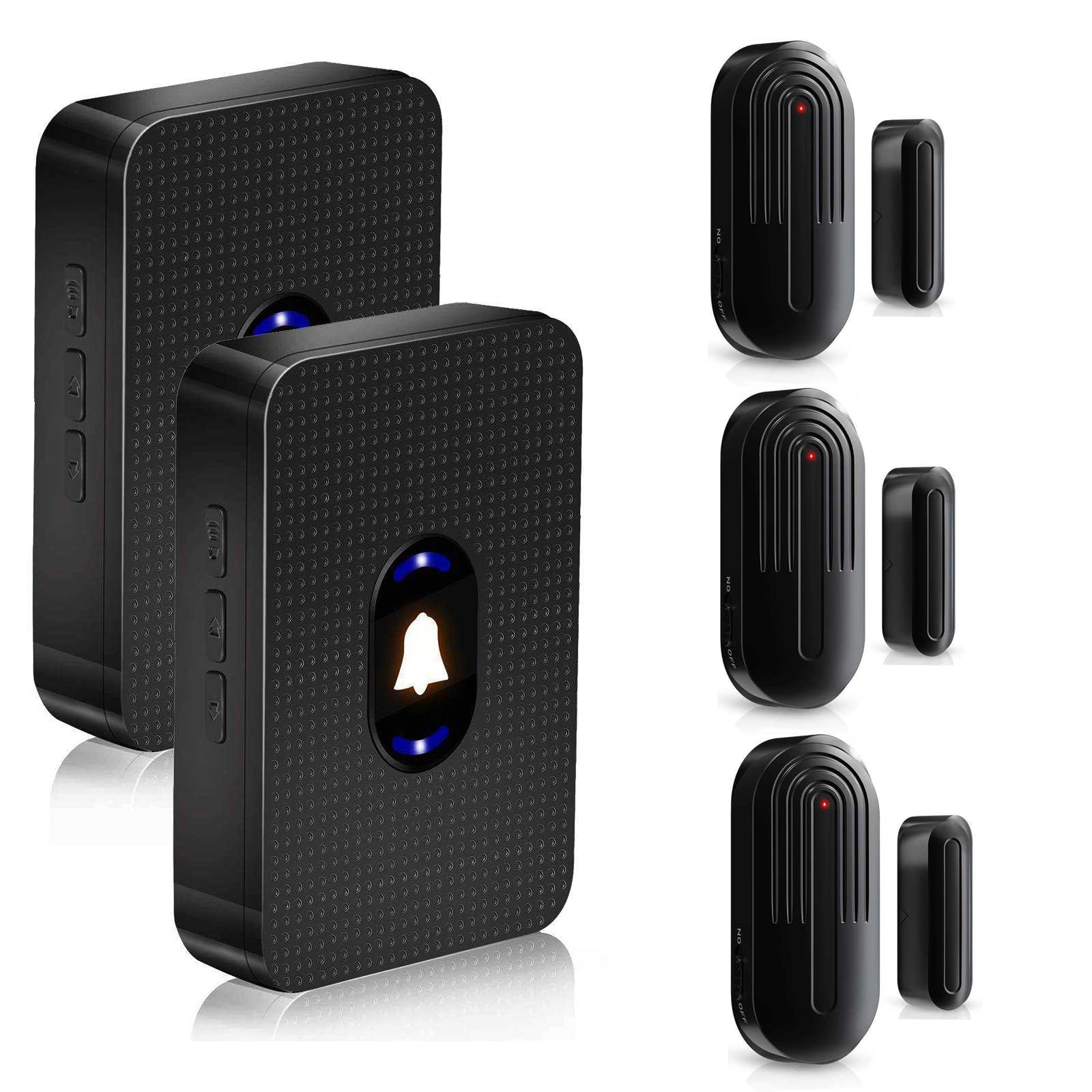 DAYTECH Alarma inalámbrica con sensor de puerta, timbre de alarma abierta de puerta, alerta de entrada para seguridad de oficina en casa, tienda y oficina, rango de funcionamiento de 100 m, 55 tonos