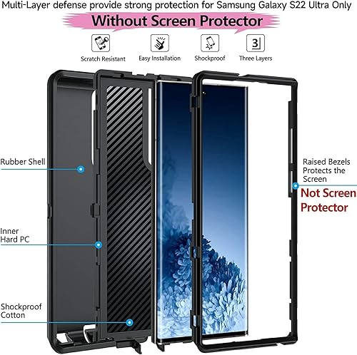 Miniatura 2 de FastSun Funda para Samsung Galaxy S22 Ultra Defender, diseño de camuflaje, funda híbrida a prueba de golpes, diseño de doble capa, cubierta dura